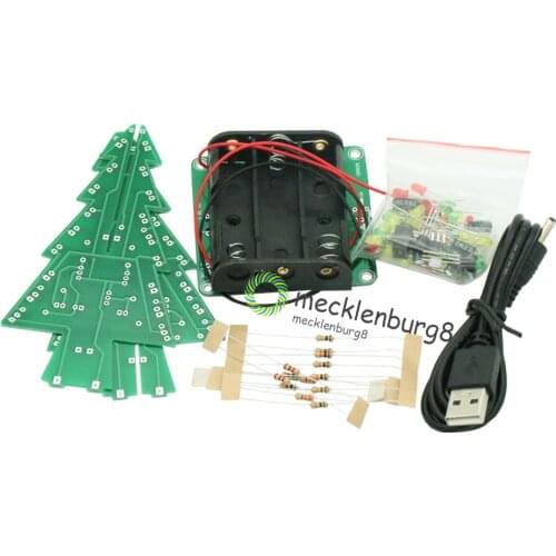1 set .. 3D Christmas LED Christmas tree LED DIY kit red / green / LED yellow yellow LED flash circuit Electronic Fun Kit Christ