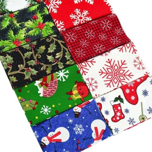 10pcs Christmas Series Cotton Fabric Printed Cloth DIY Sewing Quilting Patchwork Needlework Handmade Material for Baby&Children