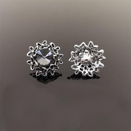 10 PCS 22mm Fashion Metal Alloy Antique Silver Color Crystal Rhinestone Flowers Connectors Charm For Jewelry Making