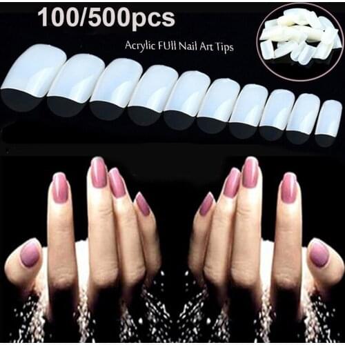 100/500pcs False Nails Tips Acrylic Artificial False Nail Art Tips Fake Nail Art Decoration