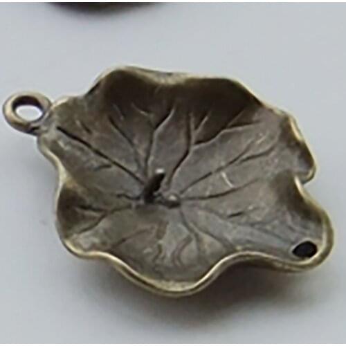20PCS Antique Style Bronze Tone Alloy 3D Lotus Leaf Pendant Charms 24*22mm