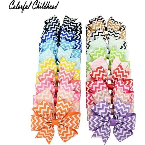 20pcs Mix Colors Grosgrain Ribbon Bowknot Hair Clip Baby Girl Hairpins Boutique Hair Band wave design Kids Hair Accessories
