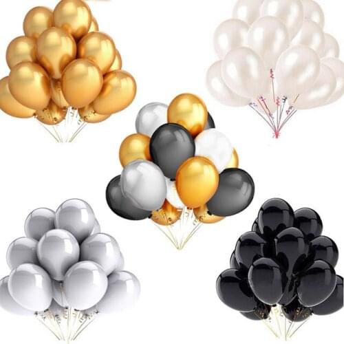 30pcs Birthday Party Balloons Gold Black Latex Balloon Baby Shower Birthday Party Decorations Kids Wedding Supplies Air Globos