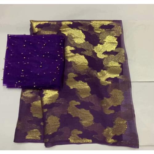 5+2 Yards High Quality Silk Fabric For Lady Dress Embroidered Silk Fabric African Metallic Silk Fabric! LXF6185