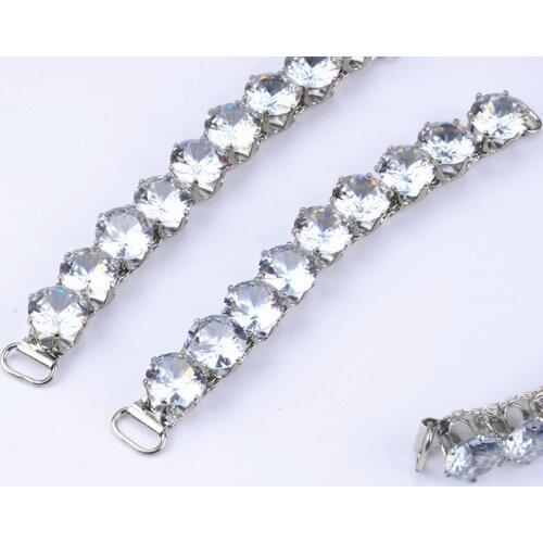 5Pcs High-End Zircon Buckle 10*1Cm Round Rhinestone Chain Bridal Dress Broock Diy Wedding Dress Decorations High-Quality Shoes