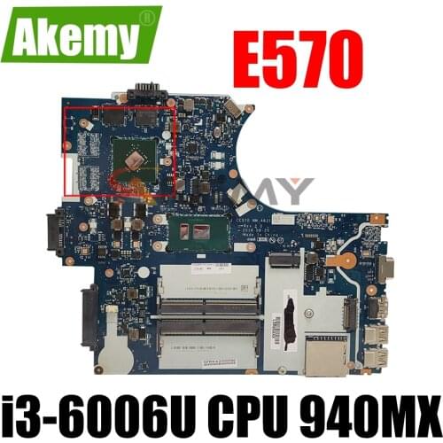 Akemy NM-A831 Motherboard For Lenovo ThinkPad E570 E570C NM-A831 Laotop Mainboard with i3-6006U CPU 940MX GPU