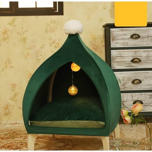 Pet Kennel Summer Cat Tent Removable and Washable Dog Kennel Cat Bed Wooden Dog House Pet Supplies