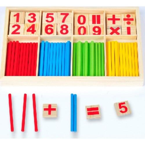 Baby Education Math Toys Wooden Counting Sticks Toys Montessori Mathematical Baby Gift Wooden Box