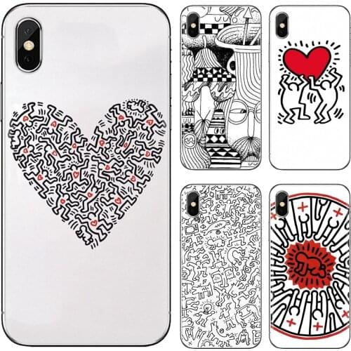 For Xiaomi Redmi 2 S2 3 3S 4 4A 5 5A 5 6 6A 7A 9 9T 9C 9A Pro Pocophone F1 Soft Covers of-the-C-human-Keith-Haring-icons