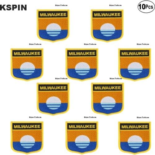 Milwaukee Flag Embroidery Patches Iron on Saw on Transfer patches Sewing Applications for Clothes in Home&Garden