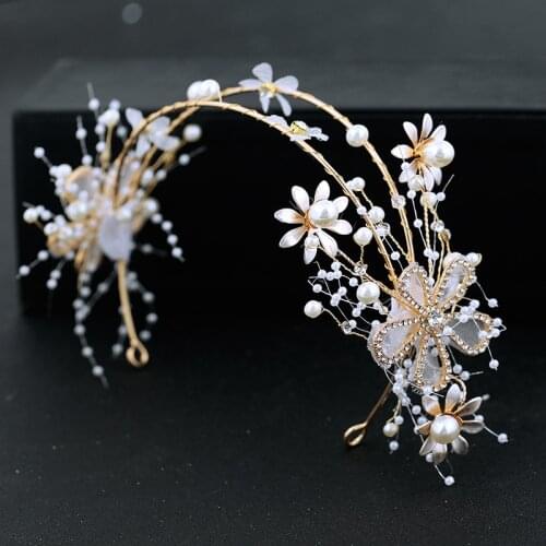 Bride Headdress Wedding Dress Sweet Alloy Flowers Hairband Super Fairy Princess Flower Hair Accessories Tiaras and Crowns