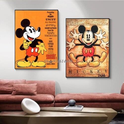 Canvas Painting Disney Classic AnimeMickey Mouse Donald Duck Cartoon Wall Art Pictures Posters and Prints Living Room Home Decor