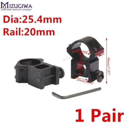 1 Pair MIZUGIWA Scope Mount 25.4mm/1" Ring 20mm Weaver Rail See Through High Heavy Duty(HD) Sight Pistol Airsoft Hunting Caza