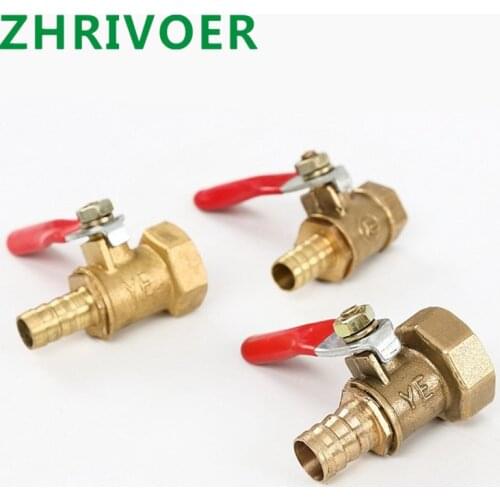 Brass Barbed ball valve 1/8'' 1/2'' 1/4'' Female Thread Connector Joint Copper Pipe Fitting Coupler Adapter 4-12 Hose Barb