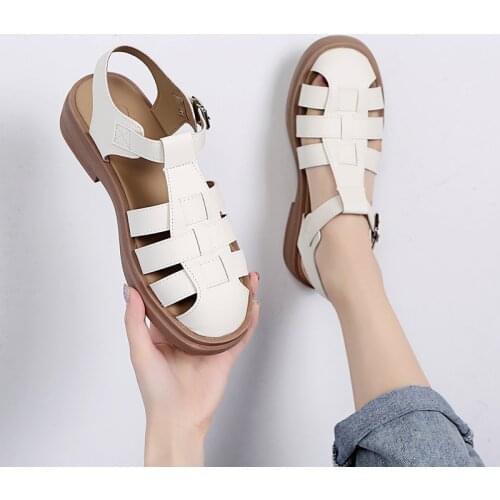 Summer Beige High Heel Sandals Comfortable Womens Buckle Womens Low-top Shoes Womens Sandals Women Shoes