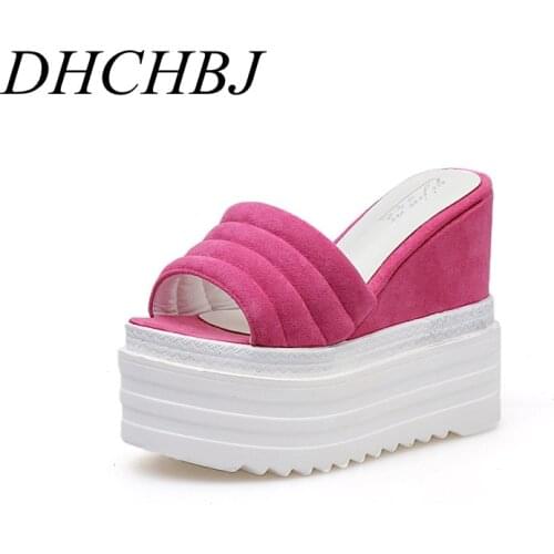Summer fashion wear womens slippers 2020 new wild super high with 13CM platform slippers