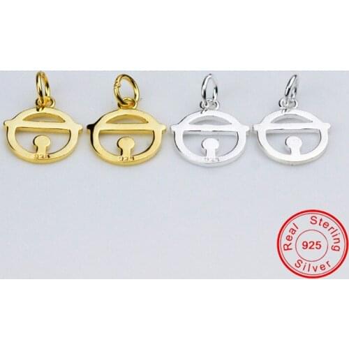 UQBing Fashion Women DIY Jewelry 925 Sterling Silver 10.5mm Round Doraemon Charms DIY Jewelry Making Findings Accessories
