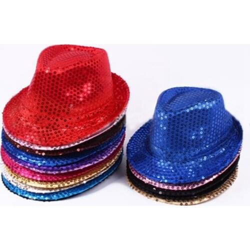 Fashion Adult Unisex Brilliant Glitter Sequins Hat Dance Show Party Jazz Hat Cap Show Stage Performance Props Beading Cap Decor