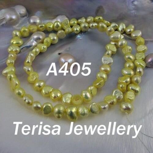 New Free ShippingA405#AA 4-5mm 16inch Yellow Gold Natural Shaper Fresh Water Pearl.10pcs/lot