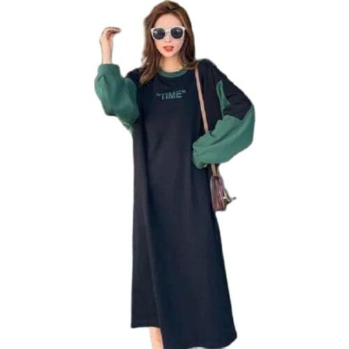 New Sweater Womens Clothing 2021 Mid-Length Over-The-Knee Dress Spring And Autumn Loose Casual Women Dresses Plus Size Dress