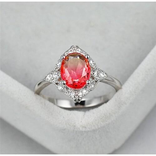 Big Oval Pink Yellow Zircon Engagement Rings For Women Wedding Jewelry Rainbow Crystal Stone Ring Female Engagement Promise Gift
