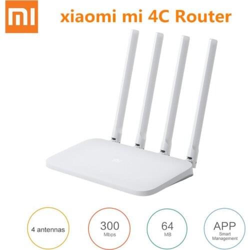 Original Xiaomi Mi WIFI Router 4C 64 RAM 300Mbps 2.4G 802.11 b/g/n 4 Antennas Band Wireless Routers WiFi Repeater APP Control