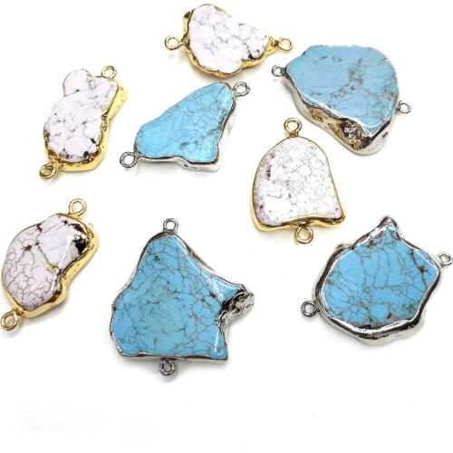 Natural Turquoises Pendants Charms Connector Pendant for Jewelry Making DIY Accessories Fit Necklaces Size 20x35-30x45mm