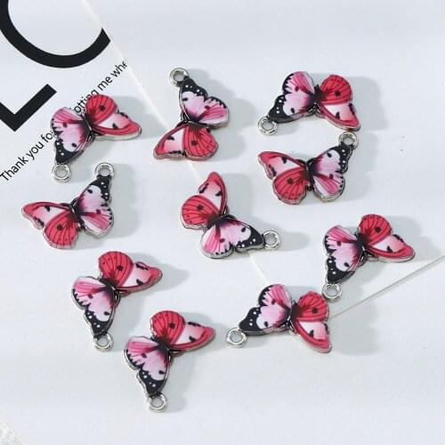 10pcs Blue Enamel Cute Butterfly Charms Pendants DIY Necklace Earrings Jewelry Marking Jewelry Accessories