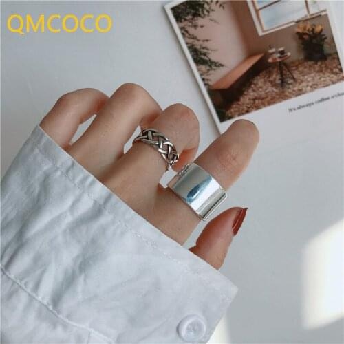 QMCOCO Minimalist 925 Silver Rings New Trends Design Multilayer Lines Geometric Elegant Bride Jewelry Gift For Woman