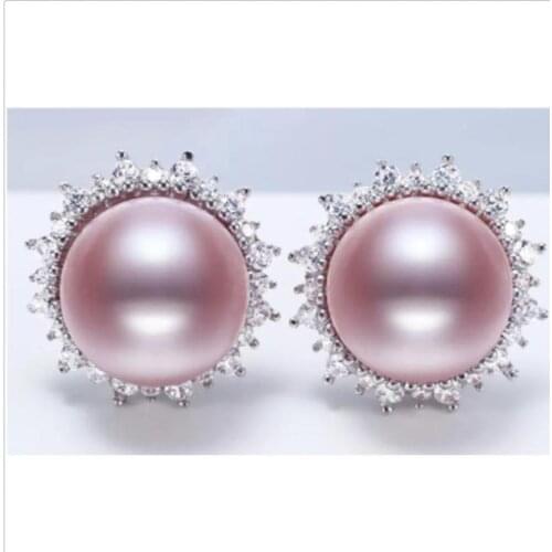 Charming pair of 9-10mm south sea lavender pearl earring 925s