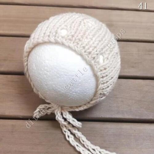 Newborn Photography Props Handcraft Baby Hand Knit Milk Cotton Thick Bonnet Hat Baby Photography Clothing