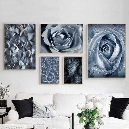 Scandinavian Palm Leaf Rose Dew Wall Art Canvas Painting Nordic Posters And Prints Landscape Wall Pictures For Living Room Decor