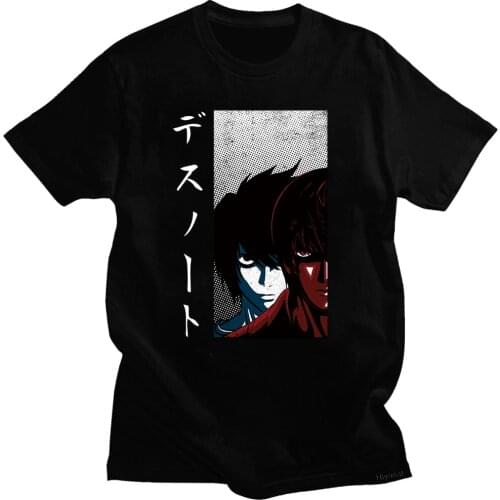 Death Note T-shirt Men Cute Anime Yagami Light Lawliet Graphic Tshirt Hip Hop Top Tees Male