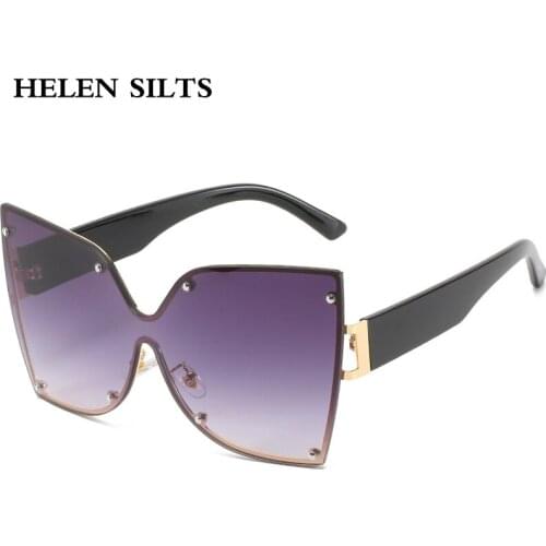 Rimless One Piece Sunglasses Women Vintage Oversized Cat Eye Sunglasses Men Goggle Brand Designer Steampunk Eyeglasses H205