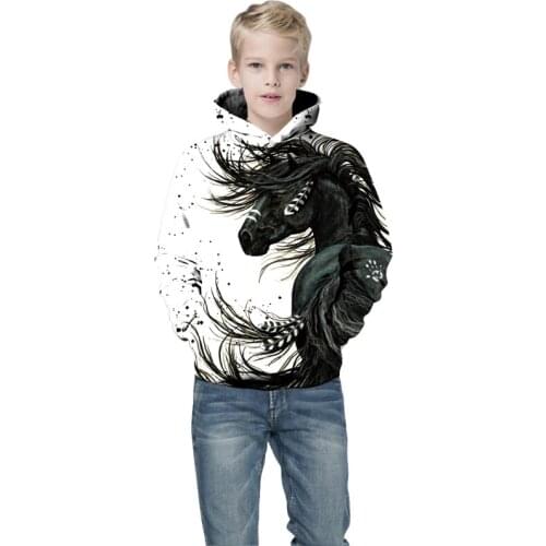 Boys Girls Hoodies Unicorn 3D Printed Graffiti Cool Harajuku Casual Tops Teenage Clothes Sweatshirt Long Sleeve Spring Autumn