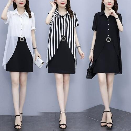 Womens loose summer plus size L-5XL dress fat XXXL 3XL XXXXL 4XL XXXXXL party office ladies work wear 2021 dress for 100KG woman