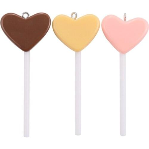 10pcs Love Hearts Candy Charms Lollipop Jewelry Findings Cute Child Girls Earrings 2.6*6.4cm Necklace Pendant DIY Bracelet Gift