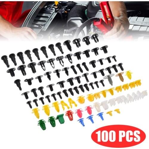 100pcs/set Mixed Color Size Auto Car Door Clip Plastic Trim Bumper Rivet Panel Push Pin Engine Fender Fastener Clip Kit