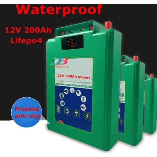 12V 200AH lithium waterproof Battery Pack for outdoor travel Audio Equipment Inverter Pump Outdoor fishing Exploration Power