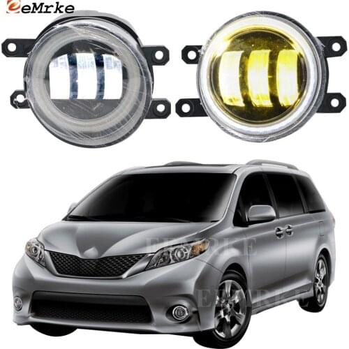 2-Pcs Angel Eye LED DRL Daylight Anti Fog Lights for Toyota Sienna SE NA USA 2011-2017 Foglight Lamp Car Accessories