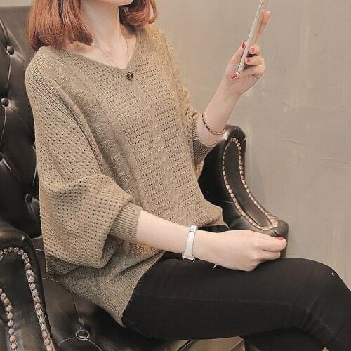 2020 Basic V-neck Solid Autumn Winter Sweater Pullover Women Female Knitted Sweater Slim Long Sleeve Badycon Sweater Cheap