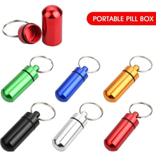 3 PCS Portable Mini Pocket Pill Box Keychain Aluminium Alloy Medicine Organizer Dispenser Container Drug Storage Bottles Holder