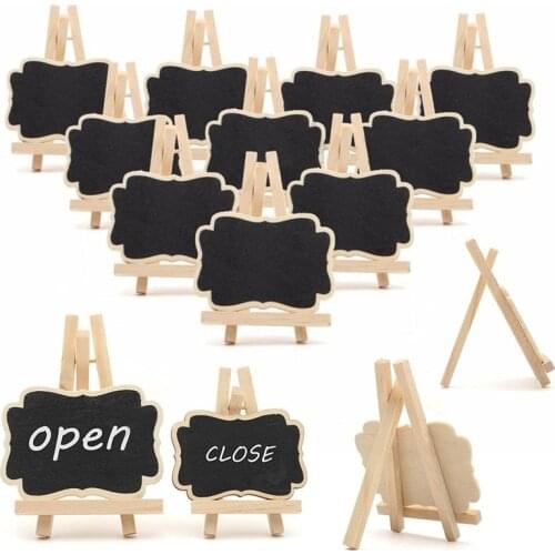 5 PCS/Set Mini Wooden Blackboard Menu Message Label Board Stand Chalkboard Portable Wedding Party Decor Memo Clips Ornaments