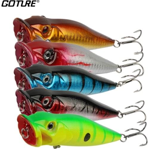 Goture 5pcs/lot 9cm 12.6g Popper Fishing Lure Hard Fishing Baits Top Water Lure kosadaka Freshwater Lures For Pike Bass Fishing
