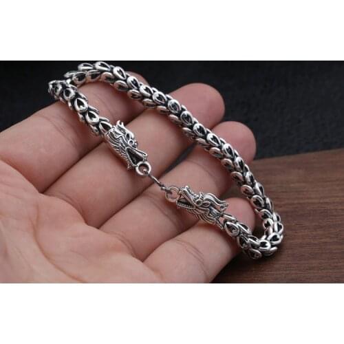 6mm 925 Sterling Silver dragon men punk Rock Link chain bangle Bracelet jewelry gift A4992