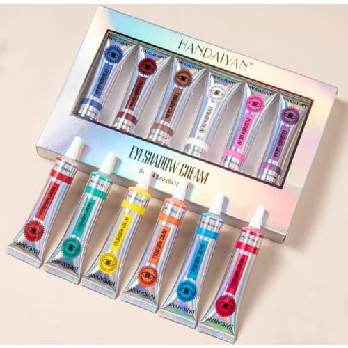 6pcs Colorful Eyeshadow Paste Matte Shimmering Naturally Long Lasting No Smudging Eye Shadow Lipstick Maquillaje