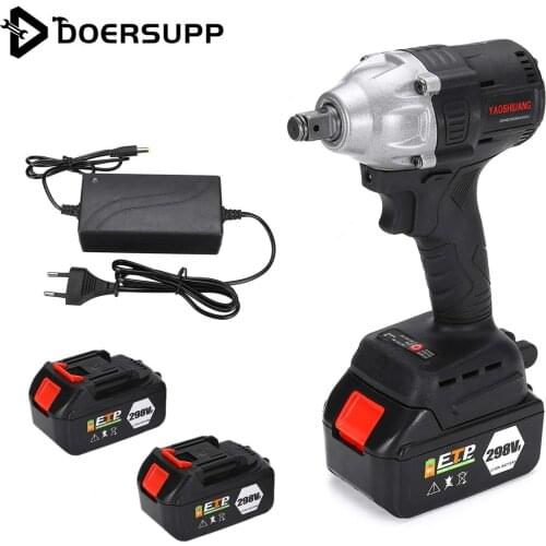 630N.M Cordless Electric Impact Wrench Rechargeable 1/2 Socket Removal Screw Nut Car Repair Power DIY Tool with 2pcs Battery