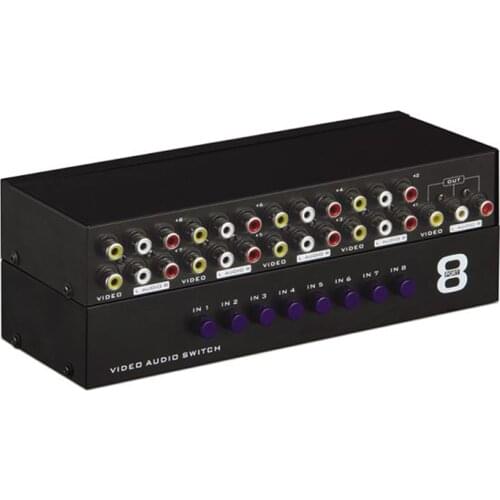 8-pot composite RCA AV Switcher box 8X1 RCA Switch 8 in 1 out connected up to 8 composite AV devices to 1 TV