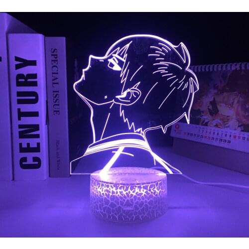 Animation Peripherals Figure Ornaments Acrylic Panel 3D LED Lamp Night Light for USB Charging Visual Illusion White Cracked Base