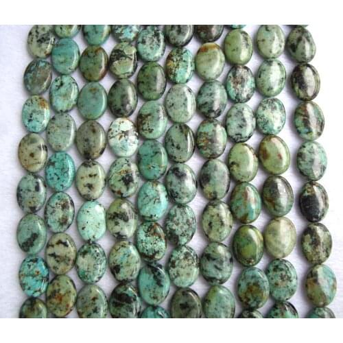 Natural Africa Turquoise Flat Oval 12*16mm Loose Beads For Jewelry Making DIY Bracelet Necklace Earrings